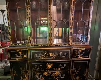 Asian Stlye China Cabinet and Contents