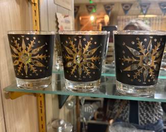Mid-Century snowflake glasses set of six