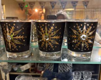 Mid-Century Modern snowflake glasses set of six