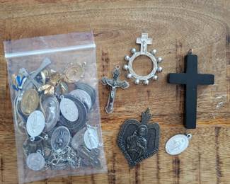 Religious Catholic pendants, charms and rosarys