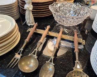 Antique brass wall utensil hanging