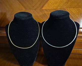 14k white and yellow gold omega necklaces 