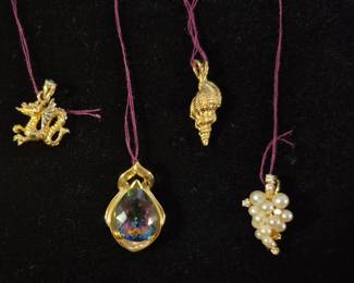  14k mystic topaz, pearl 14k pendants 