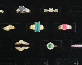 Emerald, diamond, Sapphire rings