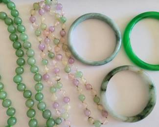 Jade bangles and bead necklaces 