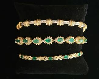 Emerald and diamond tennis bracelets 