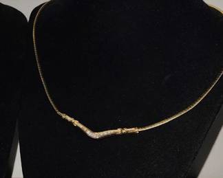 14k Diamond baguette necklace 