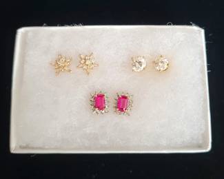 Diamond earrings, ruby diamond earrings 