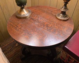 Gorgeous tiger wood Antique round table. 