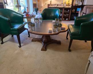 Adjustable Four leaf clover gaming/card table. lowers down to a coffee table height or table height. 