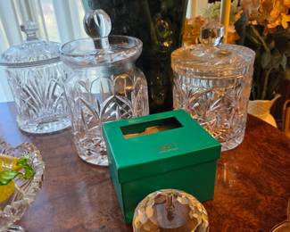 Cut crystal, including Waterford and Shannon throughout the house!