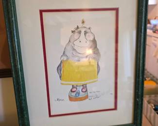 framed, signed watercolor print by artist Don Nedobeck. 