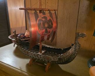 EDWARD AAGAARD Viking Ship Bronze Art  Copenhagen Denmark Danish Drakkar