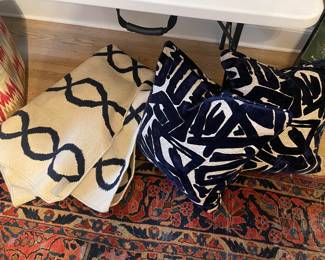 Rug and designer pillows