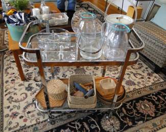 Chrome and glass bar cart
