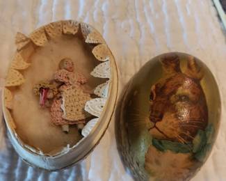 Antique German egg w doll inside