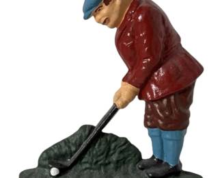 Vintage Cast Iron Door Stop Golfer