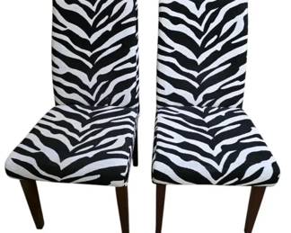Pair Of Zebra Print Side Chairs