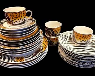 Mixed Animal Print Porcelain Dinnerware