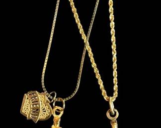 Two 14k Gold Crucifix Cross Necklaces, Made in Italy 10.4g