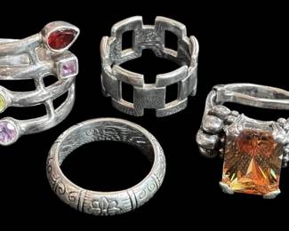 Sterling Silver Gemstone Rings Bands 26.8g Total