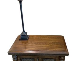 Wooden Ornate Night Stand W Lamp