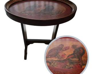 Stenciled Capuchin Wood Side Table