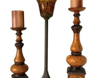 Brown Rustic Tall Candleholders Tall Lamp