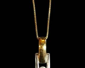 14k Gold Trilogy Diamond Pendant Necklace 2.85g