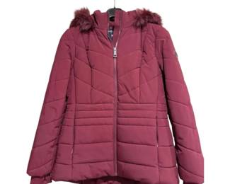 Womens London Fog Puffer Coat With Faux Fur Hood S