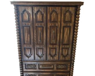 Wooden Carved Tall Dresser