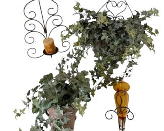 4 Wall Mounted Decorative Pieces W Faux Plants More