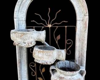 Wall Fountain With Cascading Pots, Iron Decorative Planter heavy,  Sun Wall Hangings