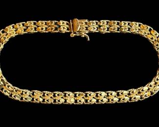 14k Yellow Gold Double Row Bracelet, 7 10.2g