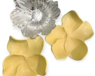 Arhaus Yellow Silver Decorative Floral Bowls