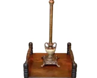 Antique Smoking Stand W Table Lamp