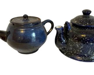 Blue Speckled Ceramic Teapot Blue Pottery Teapot