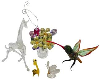 Handblown Glass Hummingbird, Horse, Giraffe More