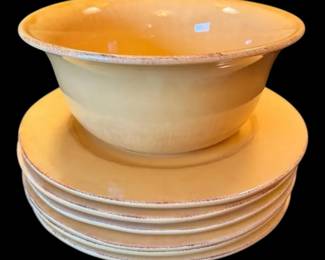 Pier 1 Handpainted Toscana Gold Plates  Bowl