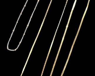 14k Gold Dainty Necklace Chains TwoToned Bracelet, Made in Italy 8.00g