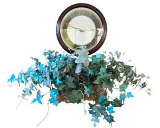 Sterling Noble 16 Wall Clock  Iron Basket With Greenery OptionalFaded