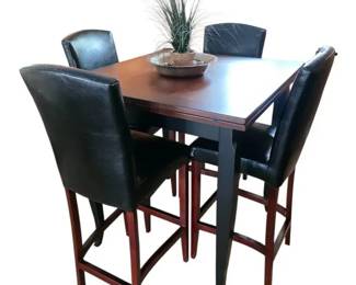 Black Brown Counter Height Table w FoldOut Leaf and Centerpiece