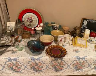 Antique kitchen utensils, dishes, etc. 