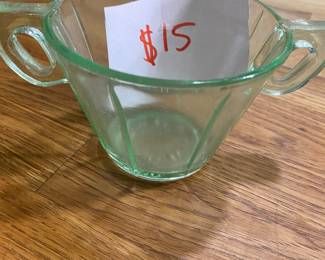 Vaseline Glass- two handled cup 