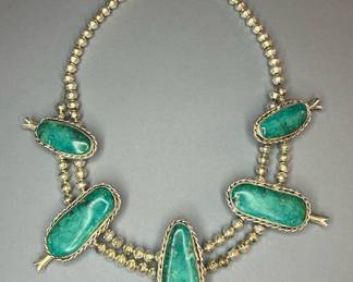 Native American Sterling & Turquoise Necklace 