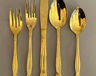 Lifetime Gold Tone Stainless Service for 8 Flatware Set, Taiwan