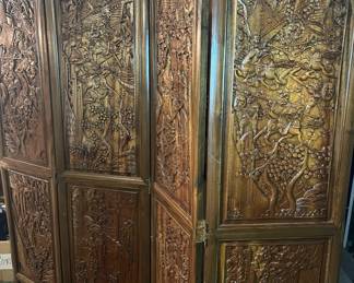 Syroco Style Heavily Carved Room Screen 