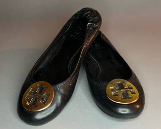 Tory Burch Classic Reva Leather Ballet Flats Shoes