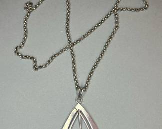 Modernist Sterling Silver Necklace & Pendant 