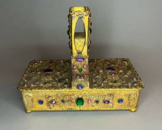 Rare E&J.B. Empire Art Gold Bejeweled Cigarette Box